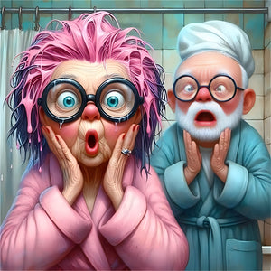 Crazy Old Lady 40*40CM(Canvas) Full Round Drill Diamond Painting