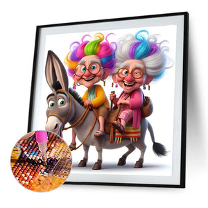 Crazy Old Lady 40*40CM(Canvas) Full Round Drill Diamond Painting