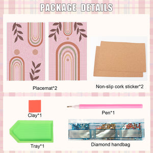 2Pcs Artistic Pattern Diamond Painting Placemat DIY Art Placemat for Table Decor