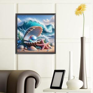 Shells And Pearls On The Beach 40*40CM(Canvas) Full Round Drill Diamond Painting