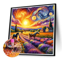 Load image into Gallery viewer, Sunset Pastoral With Horse 40*40CM(Canvas) Full Round Drill Diamond Painting
