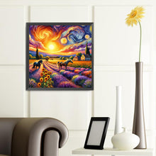 Load image into Gallery viewer, Sunset Pastoral With Horse 40*40CM(Canvas) Full Round Drill Diamond Painting
