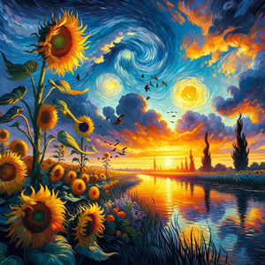 Sunflowers Sky 40*40CM(Canvas) Full Round Drill Diamond Painting