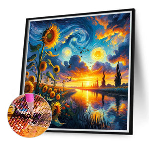 Sunflowers Sky 40*40CM(Canvas) Full Round Drill Diamond Painting