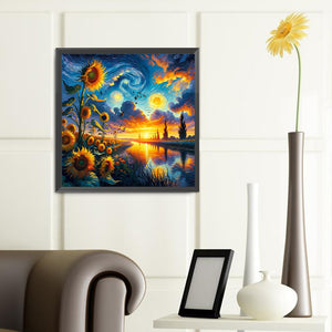 Sunflowers Sky 40*40CM(Canvas) Full Round Drill Diamond Painting