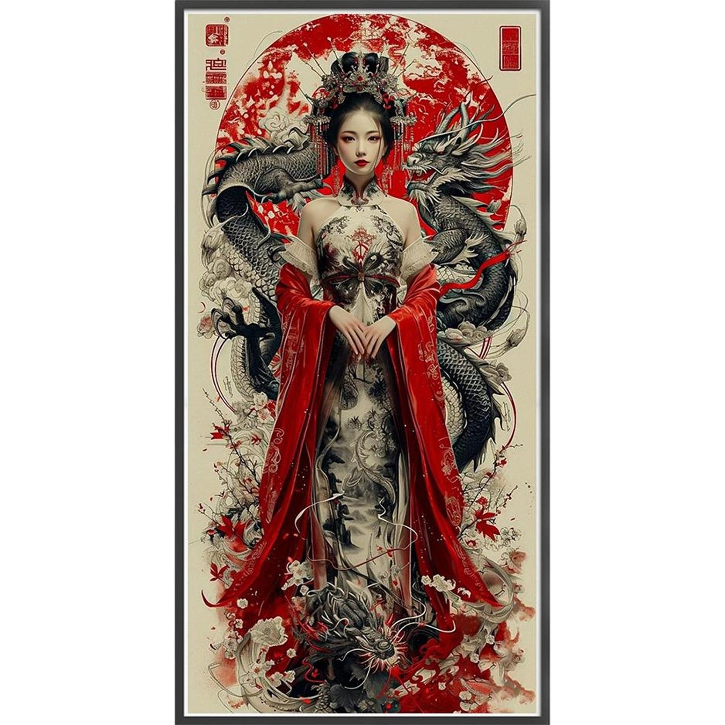 Beauty And Dragon - Full 11CT Stamped Cross Stitch 50x100CM - Yishu