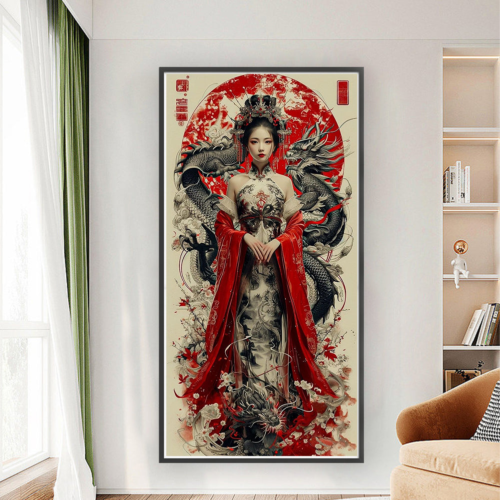 Beauty And Dragon - Full 11CT Stamped Cross Stitch 50x100CM - Yishu