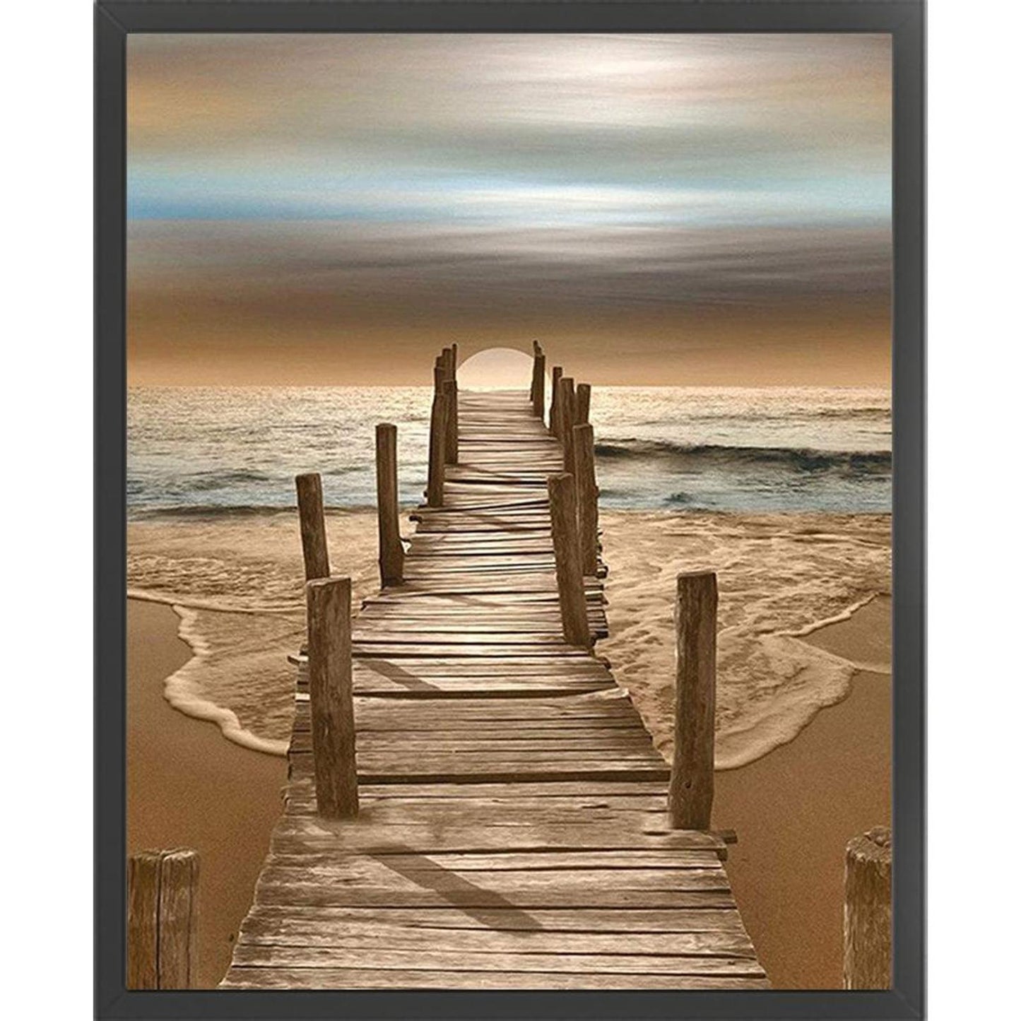 Beach - Full 18CT Stamped Cross Stitch 36x46CM - Huacan