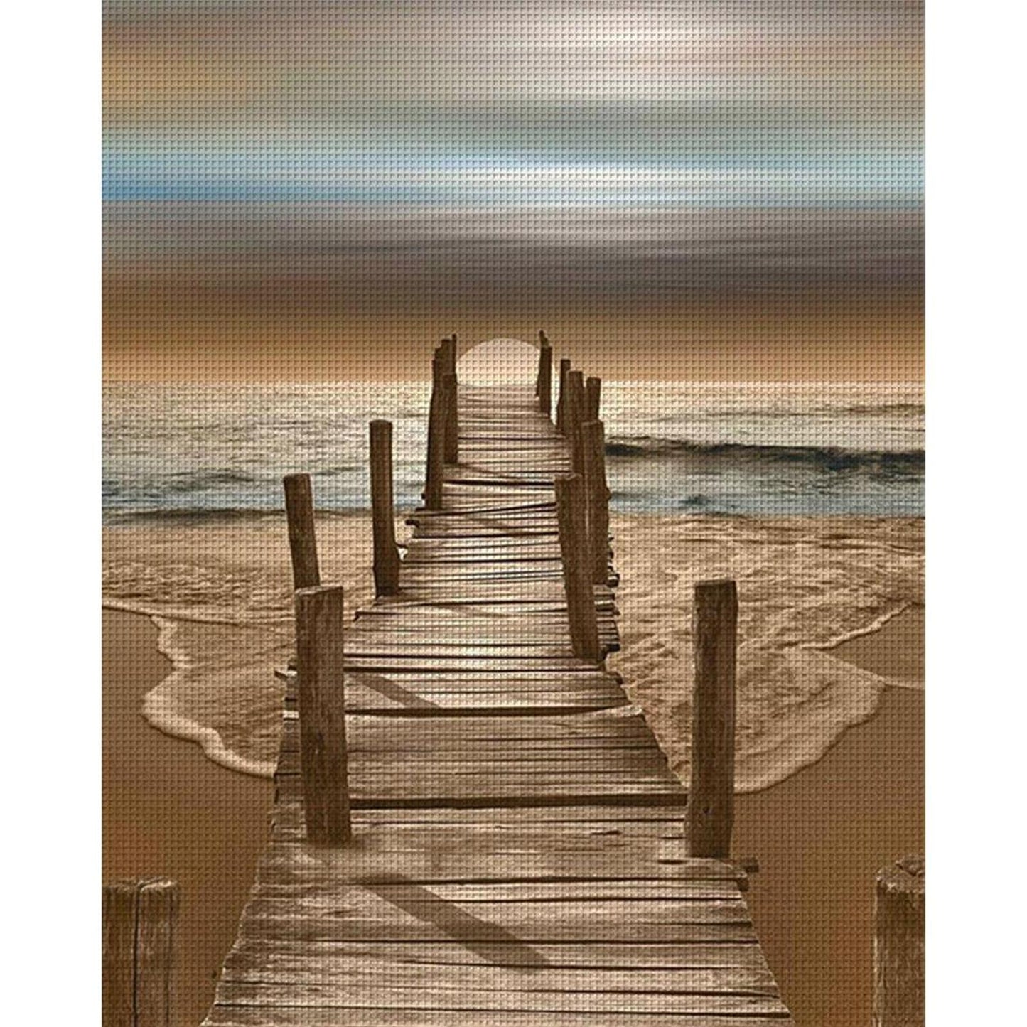 Beach - Full 18CT Stamped Cross Stitch 36x46CM - Huacan