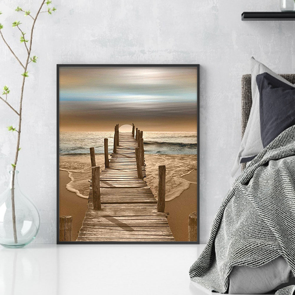 Beach - Full 18CT Stamped Cross Stitch 36x46CM - Huacan