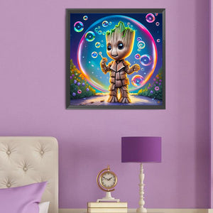Bubble-Blowing Wooden Figure 50*50CM(Canvas) Full Round Drill Diamond Painting