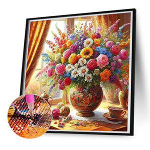 Flowers In Vase 50*50CM(Canvas) Full Round Drill Diamond Painting