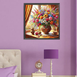 Flowers In Vase 50*50CM(Canvas) Full Round Drill Diamond Painting