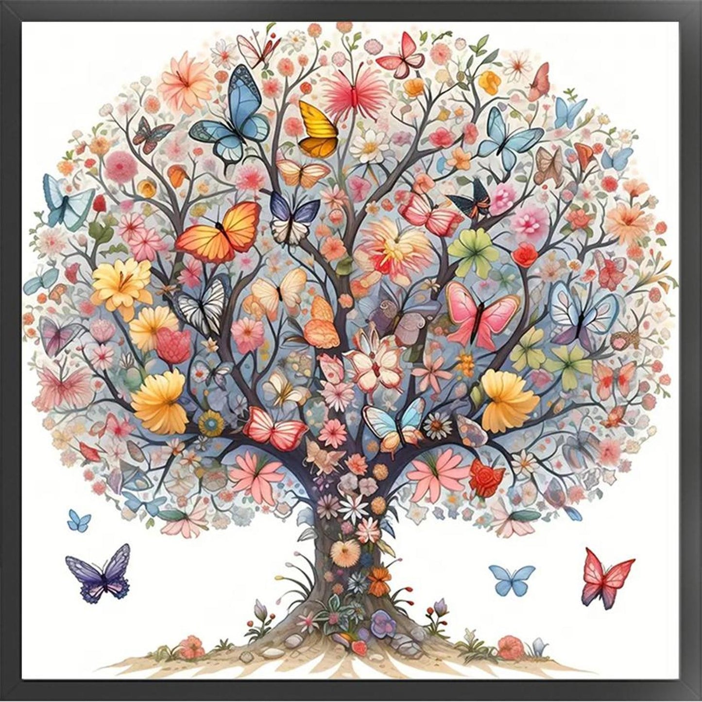 Butterfly Tree - Partial 11CT Stamped Cross Stitch 40x40CM - Yishu