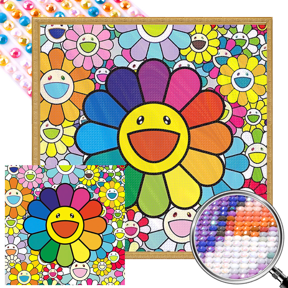 Happy Flower 45*45CM(Picture) Full Round Drill Diamond Painting