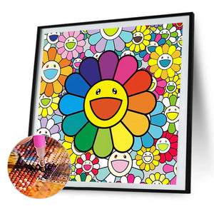 Happy Flower 45*45CM(Picture) Full Round Drill Diamond Painting