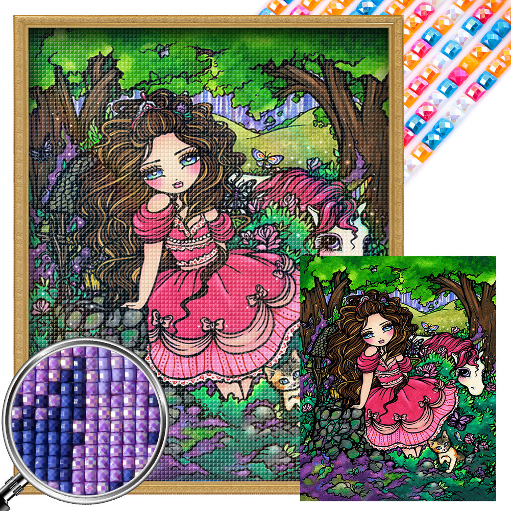 Unicorn Girl 40*50CM(Picture) Partial AB Full Square Drill Diamond Painting