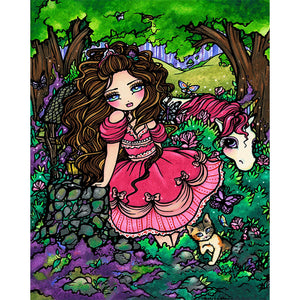 Unicorn Girl 40*50CM(Picture) Partial AB Full Square Drill Diamond Painting