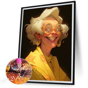 Crazy Grandma 30*40CM(Canvas) Full Round Drill Diamond Painting