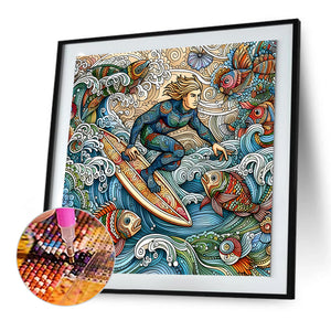Colorful Surfing Guy 50*50CM(Canvas) Full Round Drill Diamond Painting