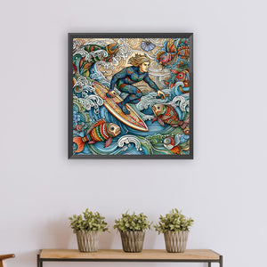 Colorful Surfing Guy 50*50CM(Canvas) Full Round Drill Diamond Painting