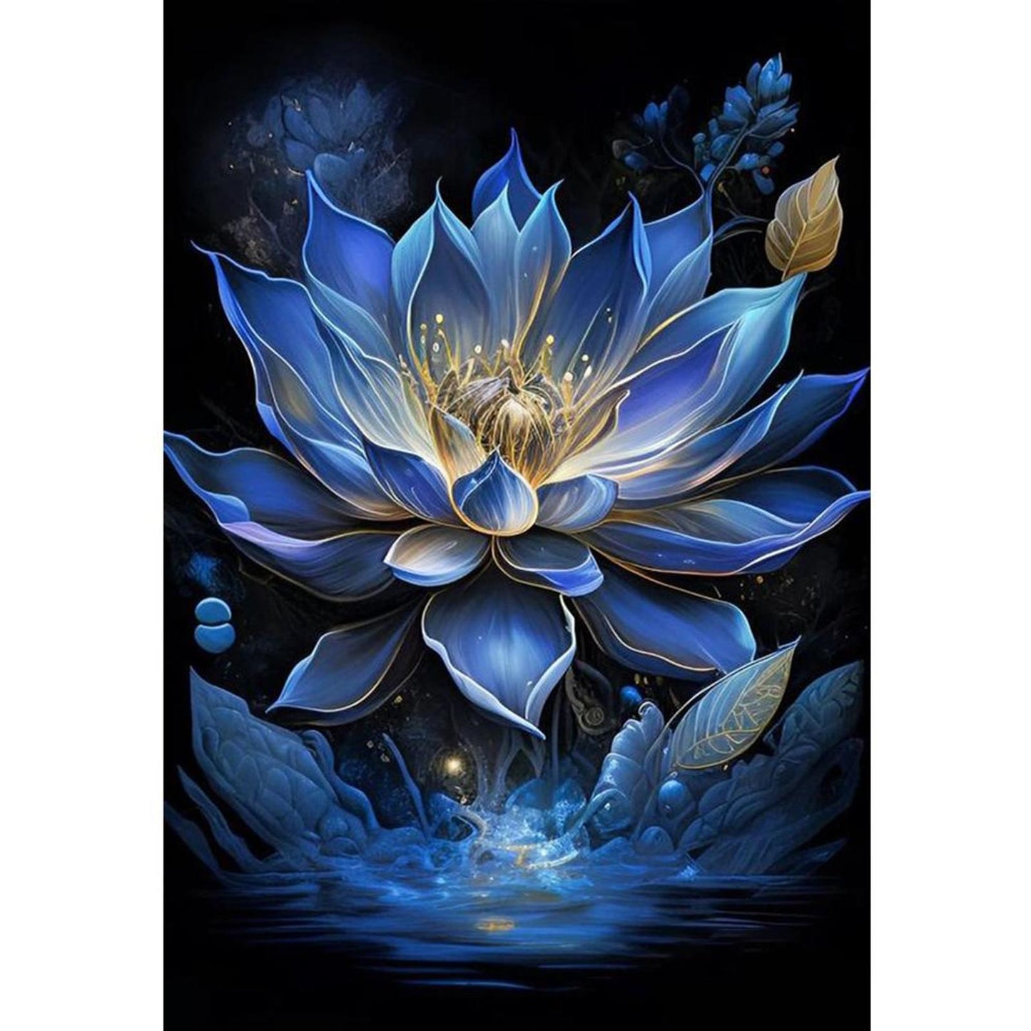 Blue Lotus - Full 11CT Stamped Cross Stitch 40x60CM - Yishu
