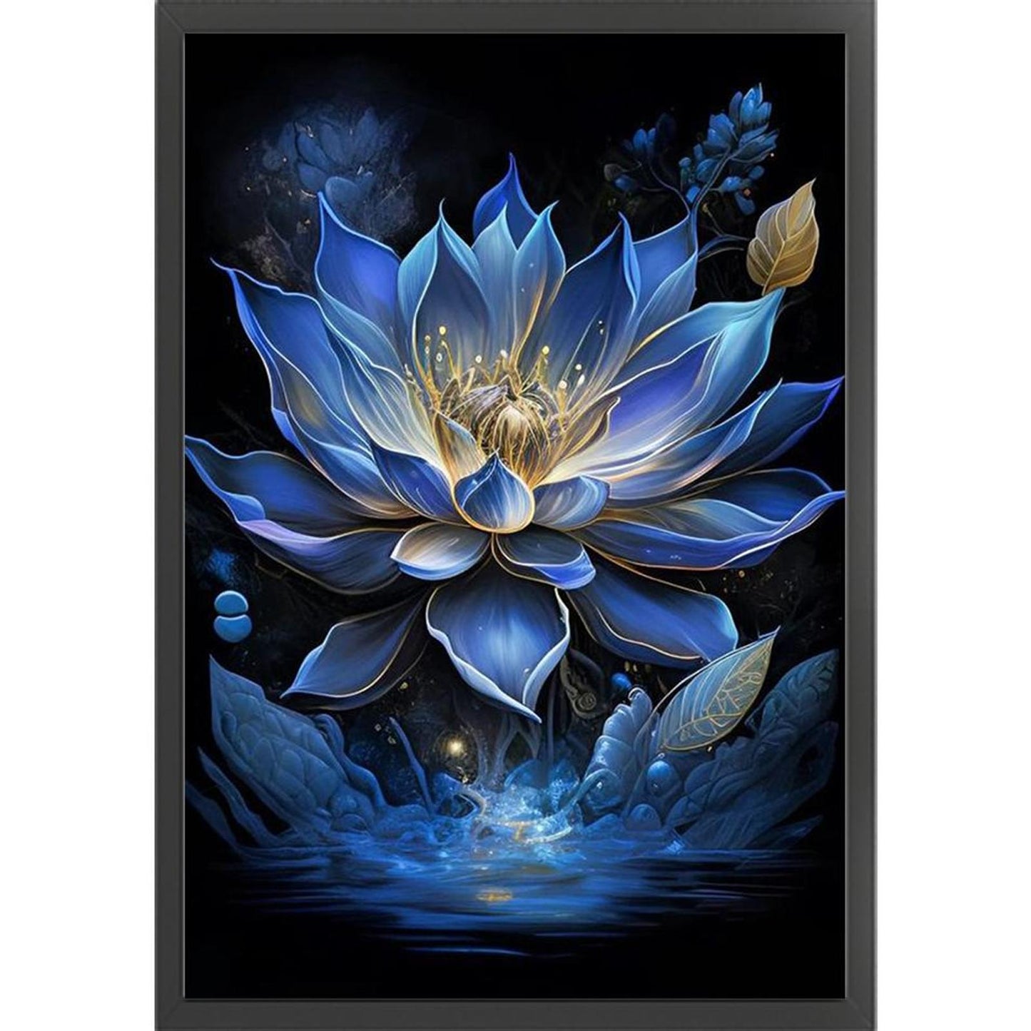 Blue Lotus - Full 11CT Stamped Cross Stitch 40x60CM - Yishu