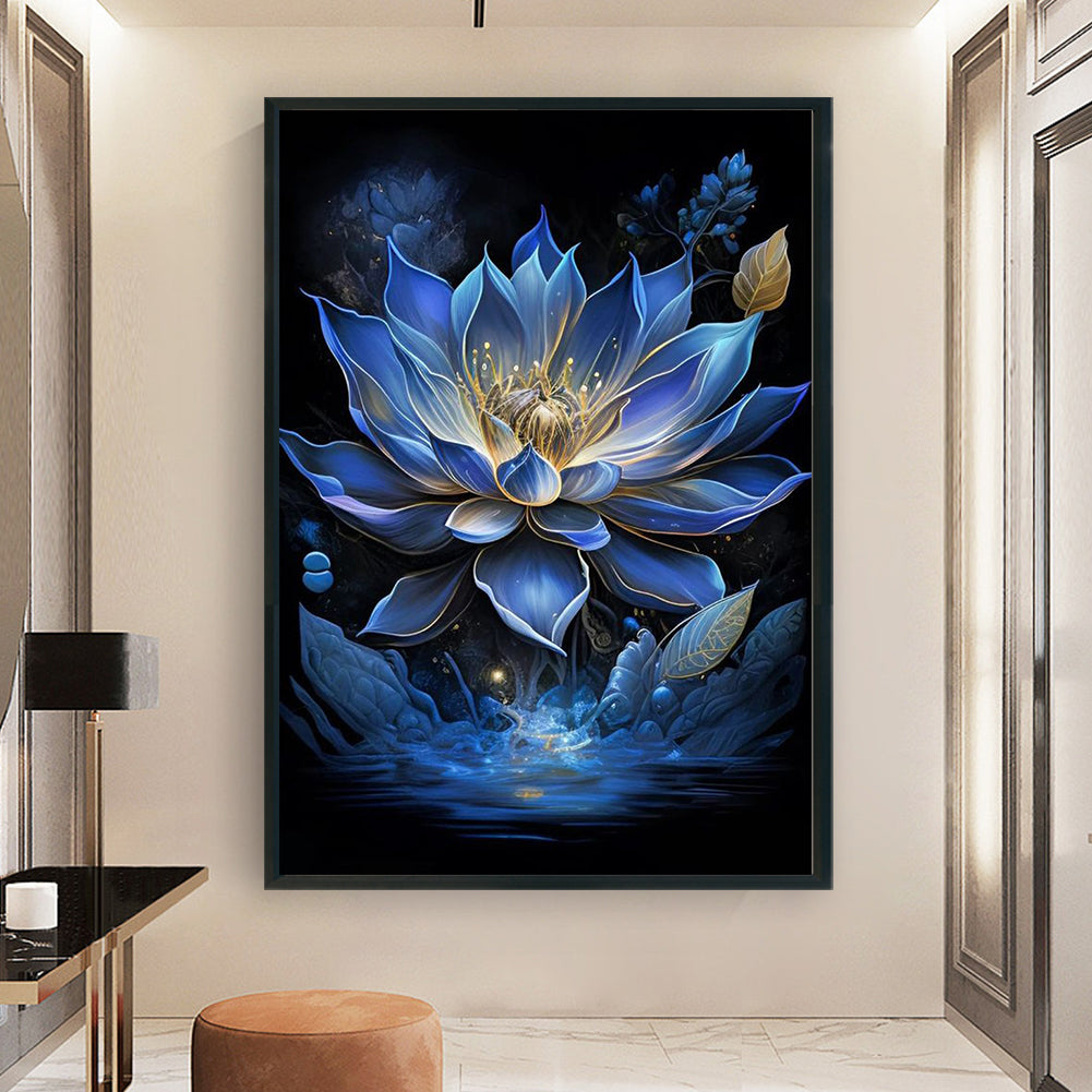 Blue Lotus - Full 11CT Stamped Cross Stitch 40x60CM - Yishu
