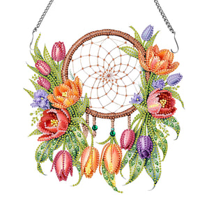 Acrylic Special Shaped Flowers Plants 5D DIY Diamond Dream Catcher Pendant Craft