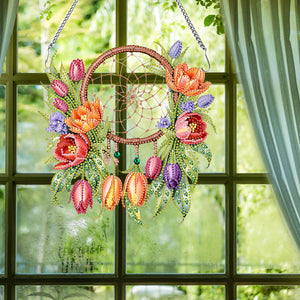 Acrylic Special Shaped Flowers Plants 5D DIY Diamond Dream Catcher Pendant Craft