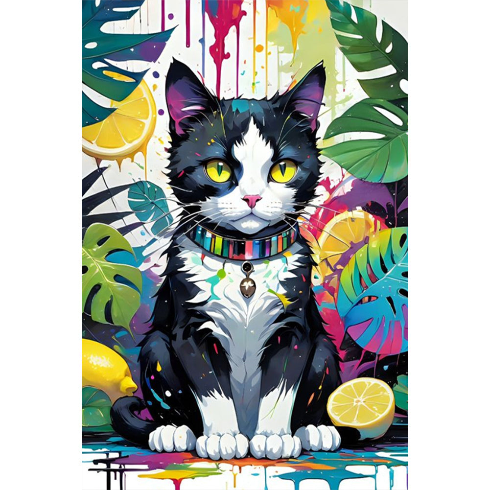Fruit Cat 40*60CM(Canvas) Full Round Drill Diamond Painting