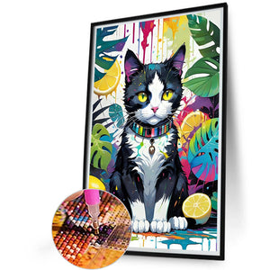 Fruit Cat 40*60CM(Canvas) Full Round Drill Diamond Painting