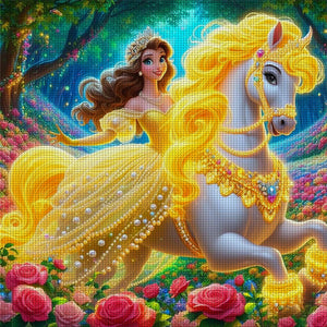 Yishu - Princess On Horseback - 40*40CM 11CT 3 Stamped Cross Stitch