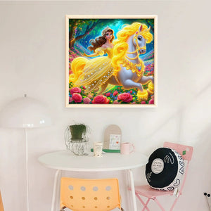 Yishu - Princess On Horseback - 40*40CM 11CT 3 Stamped Cross Stitch