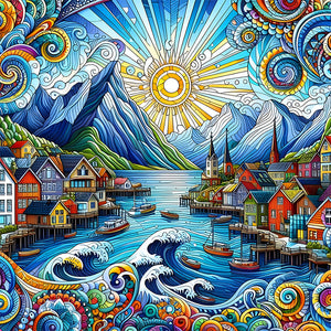 Abstract Colorful House 50*50CM(Canvas) Full Round Drill Diamond Painting