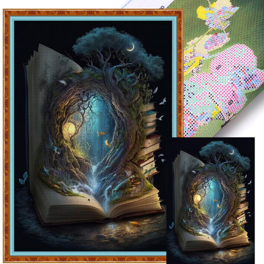 Book Opening Magic World - Full 11CT Stamped Cross Stitch 40x60CM - Yishu