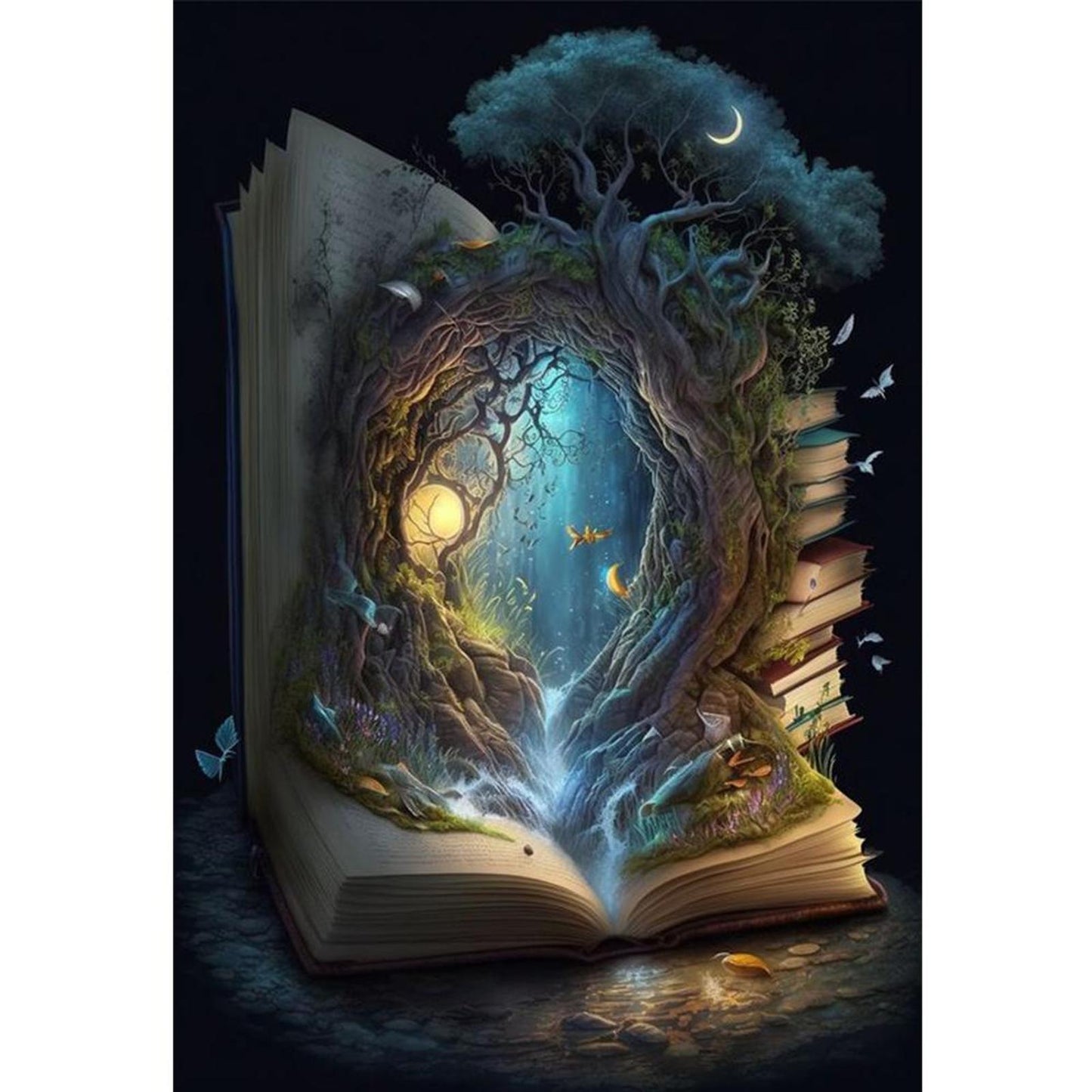Book Opening Magic World - Full 11CT Stamped Cross Stitch 40x60CM - Yishu