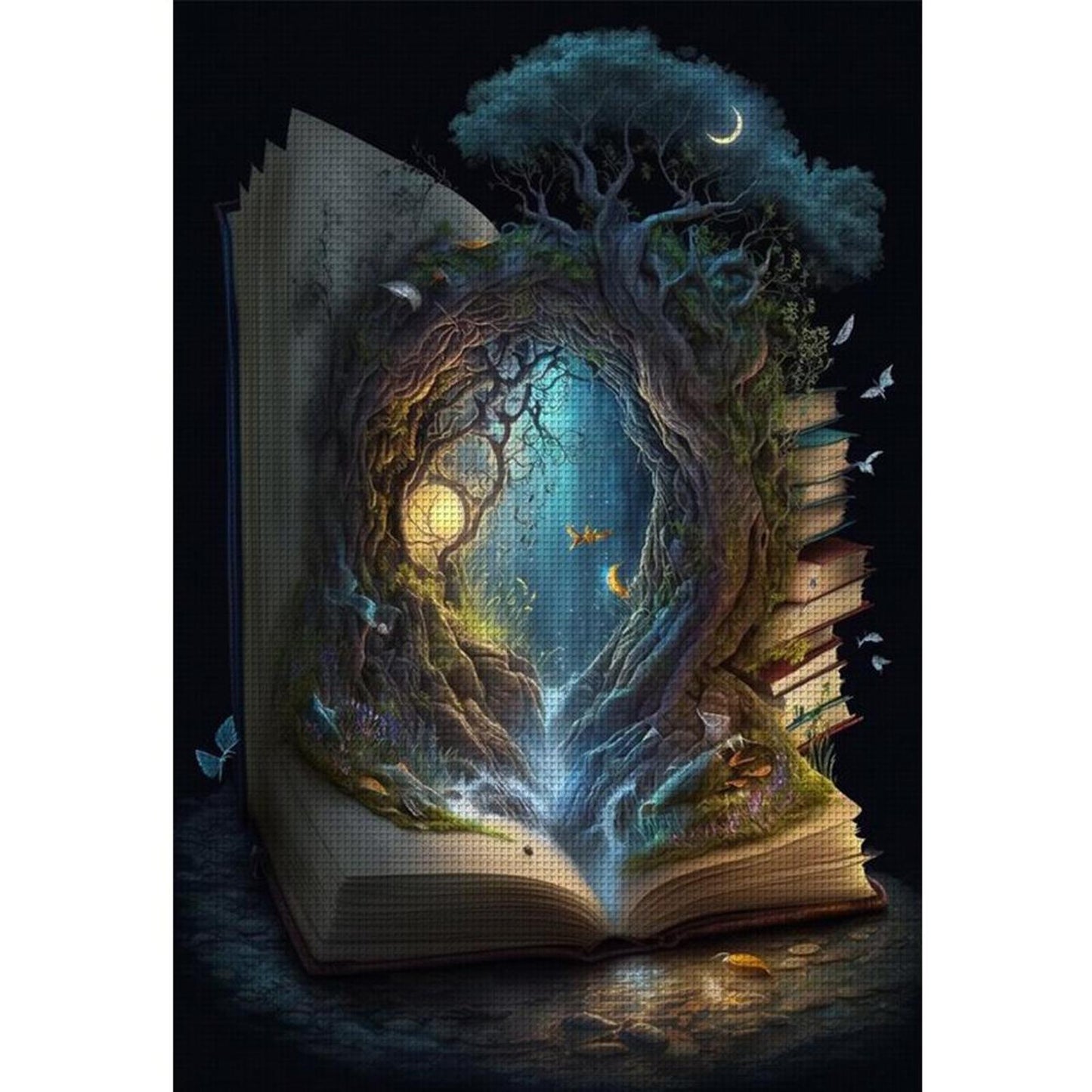Book Opening Magic World - Full 11CT Stamped Cross Stitch 40x60CM - Yishu