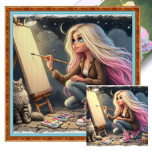 Load image into Gallery viewer, Yishu - Drawing Girl - 50*50CM 11CT 3 Stamped Cross Stitch
