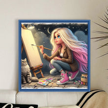 Load image into Gallery viewer, Yishu - Drawing Girl - 50*50CM 11CT 3 Stamped Cross Stitch
