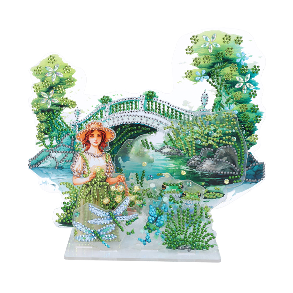 Acrylic Arch Bridge Pond Desktop Diamond Art Kits for Home Office Decor