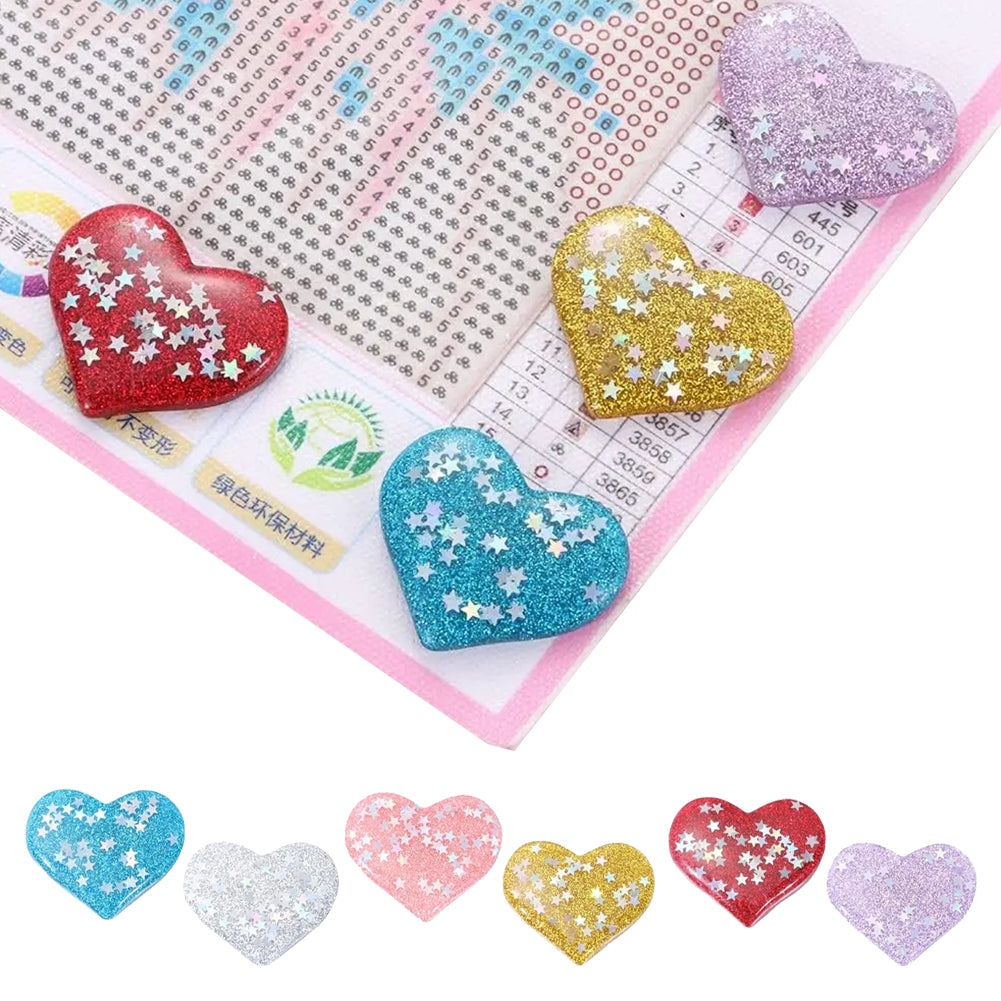 6Pcs Acrylic Heart-Shaped DIY Magnetic Diamond Painting Cover Locator Tools