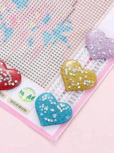 6Pcs Acrylic Heart-Shaped DIY Magnetic Diamond Painting Cover Locator Tools