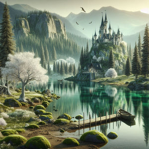 White Trees And Landscape Castle 40*40CM(Canvas) Full Round Drill Diamond Painting