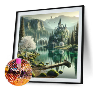 White Trees And Landscape Castle 40*40CM(Canvas) Full Round Drill Diamond Painting