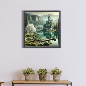 White Trees And Landscape Castle 40*40CM(Canvas) Full Round Drill Diamond Painting