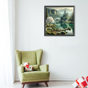 White Trees And Landscape Castle 40*40CM(Canvas) Full Round Drill Diamond Painting