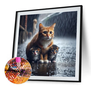 Rainy Kitten 40*40CM(Canvas) Full Round Drill Diamond Painting