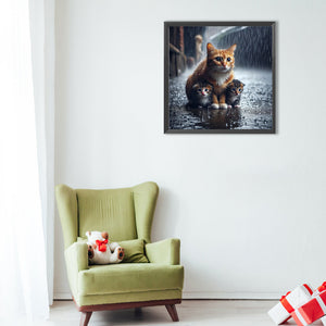Rainy Kitten 40*40CM(Canvas) Full Round Drill Diamond Painting