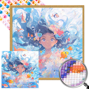 Ocean Girl 40*40CM(Picture) Full Round Drill Diamond Painting